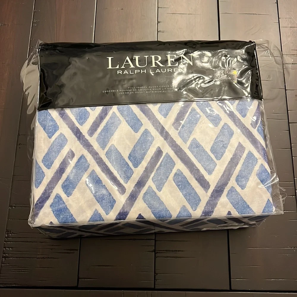 Ralph Lauren Jensen indigo Queen Duvet cover set cover and 2 pillow shams new